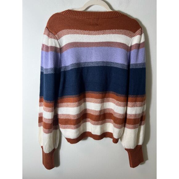 Shop the Mint Purple Orange Long Sleeve Stripe Sweater Sz XL - Picture 2 of 3